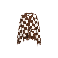 Checkerboard Cardigan Brown