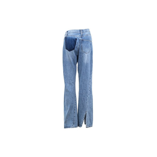 Asymmetrical Twisted Flared Jeans Blue - ANN ANDELMAN
