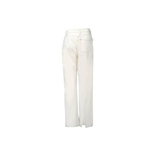 Asymmetrical Twisted Flared Jeans White - ANN ANDELMAN