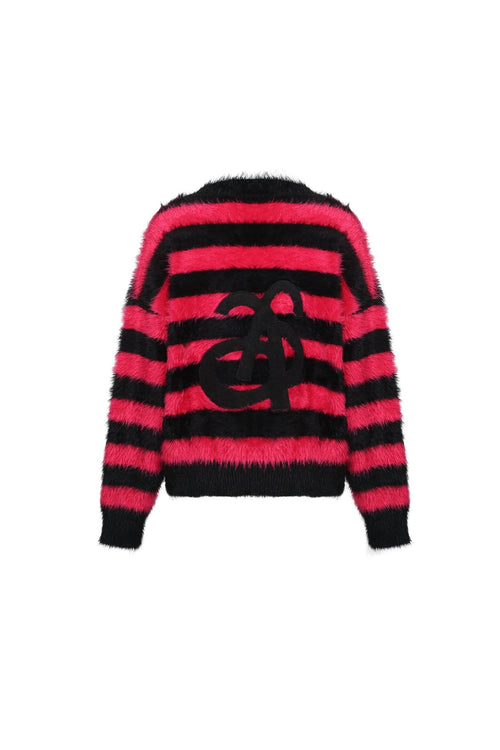 Black and Red Striped Wool Cardigan - ANN ANDELMAN