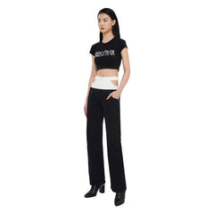 Black and White Double Waist Jeans - ANN ANDELMAN