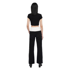 Black and White Double Waist Jeans - ANN ANDELMAN