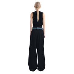 Black Denim Waist Trousers - ANN ANDELMAN