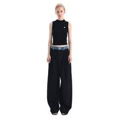 Black Denim Waist Trousers - ANN ANDELMAN