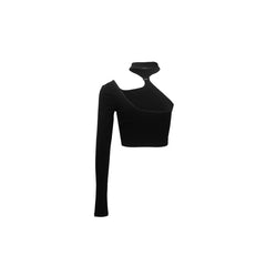 Black Halter One-Shoulder Top - Ann Andelman Official