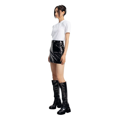 Black Patent Leather Skirt - ANN ANDELMAN
