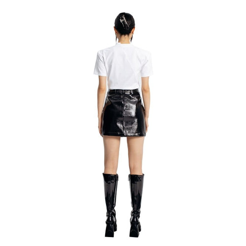 Black Patent Leather Skirt - ANN ANDELMAN