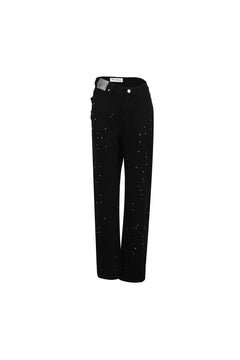 Black Rhinestone Twisted Pants - ANN ANDELMAN