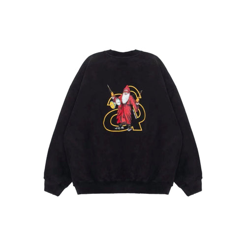 Black Santa Print Sweater - ANN ANDELMAN