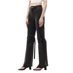 Black Strap-On Jeans - ANN ANDELMAN