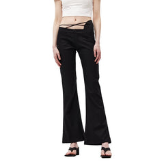 Black Strappy Suit Pants - ANN ANDELMAN