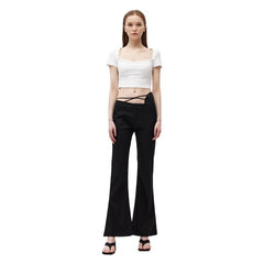 Black Strappy Suit Pants - ANN ANDELMAN