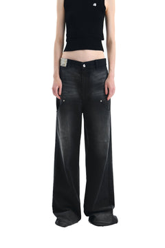 Black Ultra Wide-Leg Jeans - ANN ANDELMAN