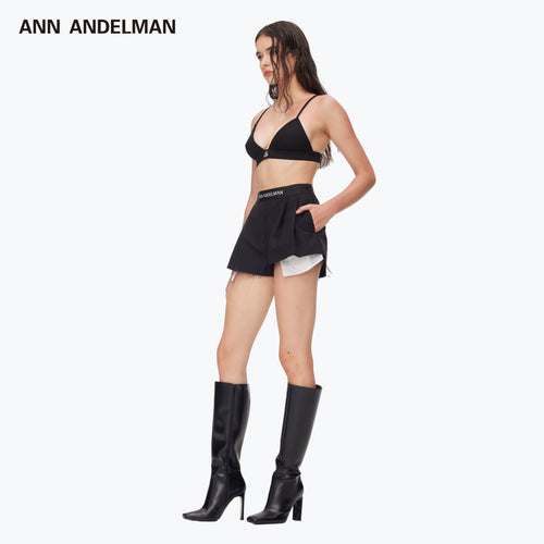 Black Webbing Slip-On Shorts - ANN ANDELMAN