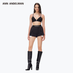 Black Webbing Slip-On Shorts - ANN ANDELMAN