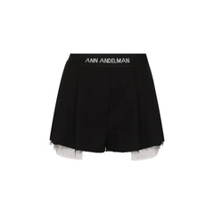 Black Webbing Slip-On Shorts - ANN ANDELMAN