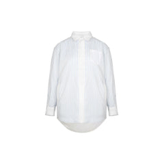 Blue and White Vertical Stripe Long Sleeve Shirts - ANN ANDELMAN