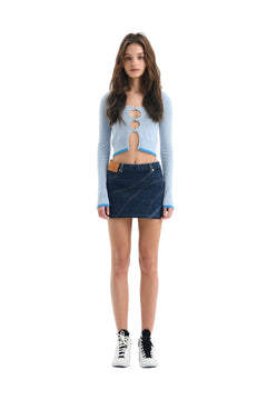 Blue Denim Patchwork Short Skirt - ANN ANDELMAN