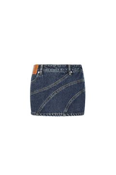 Blue Denim Patchwork Short Skirt - ANN ANDELMAN