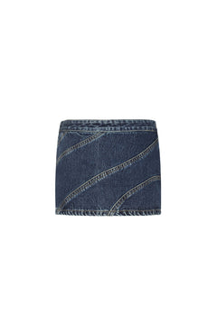 Blue Denim Patchwork Short Skirt - ANN ANDELMAN