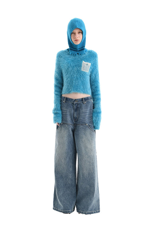 Blue Feather Yarn Sweater - ANN ANDELMAN