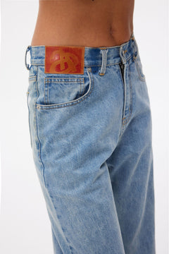 Blue Palm Print Jeans - ANN ANDELMAN