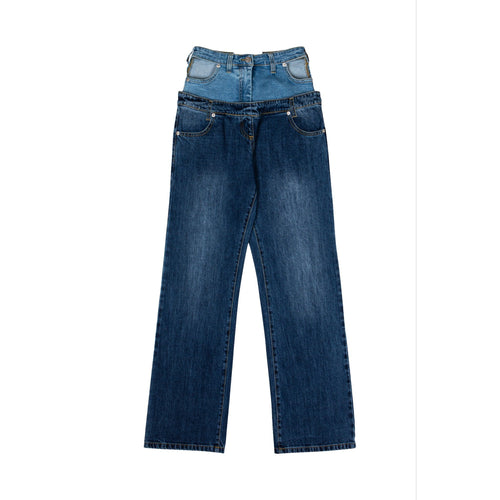 Blue Panelled Waist Jeans - ANN ANDELMAN