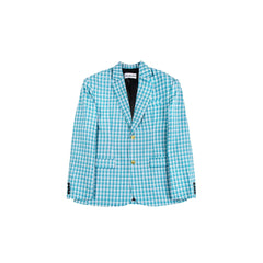 Blue Plaid Blazer Jacket - ANN ANDELMAN