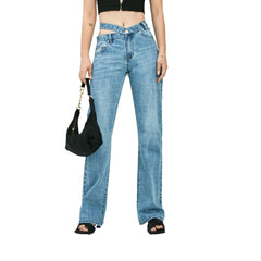 Blue Slant Waist Jeans - ANN ANDELMAN