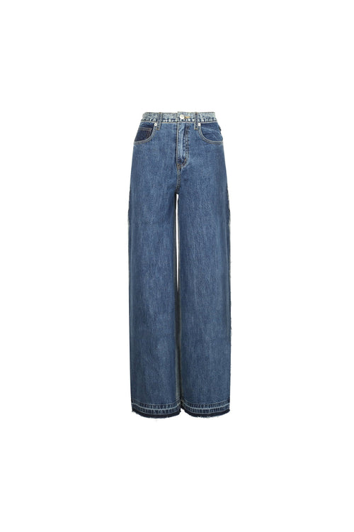 Blue Two-Toned Jeans - ANN ANDELMAN