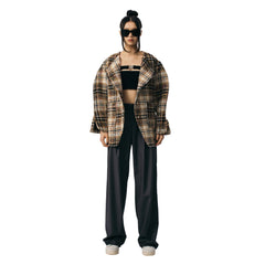 Brown Plaid Oversize Jacket - ANN ANDELMAN