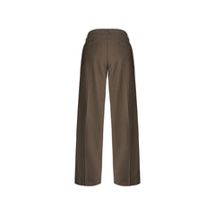 Brown Wide-Leg Folded Waist Suit Pants - ANN ANDELMAN