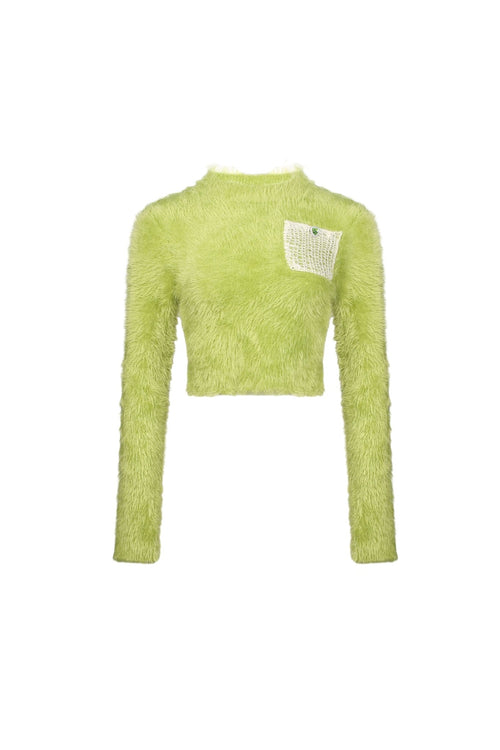 Green Feather Yarn Sweater - ANN ANDELMAN