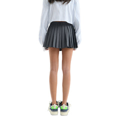 Grey Pleated Short Skirt - ANN ANDELMAN