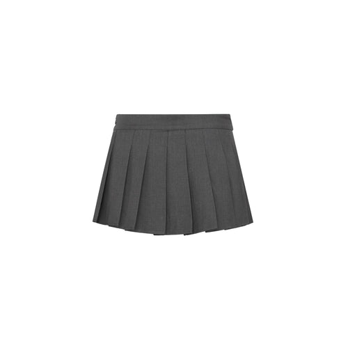 Grey Pleated Short Skirt - ANN ANDELMAN
