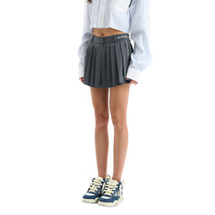 Grey Pleated Short Skirt - ANN ANDELMAN