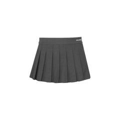 Grey Pleated Short Skirt - ANN ANDELMAN