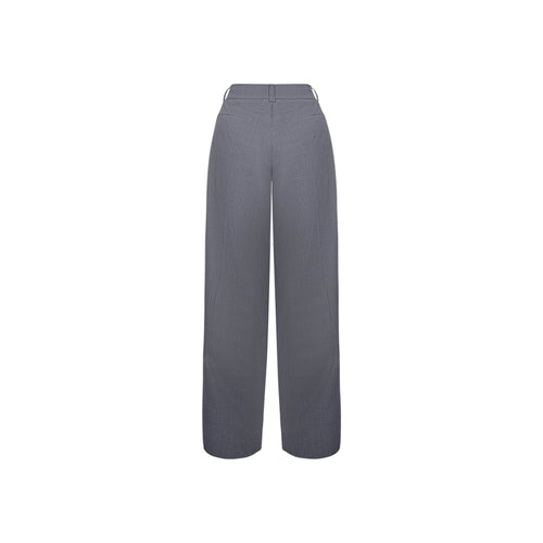 Grey Wide-Leg Folded Waist Suit Pants - ANN ANDELMAN