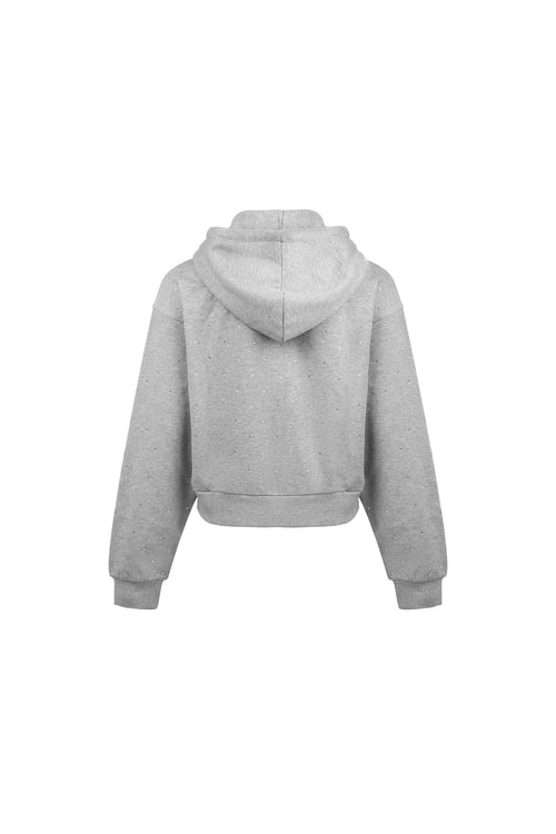 Grey Zipper Rhinestone Sweatshirt - ANN ANDELMAN