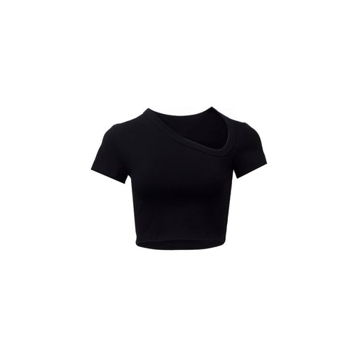 Irregular Short Sleeves Black - ANN ANDELMAN