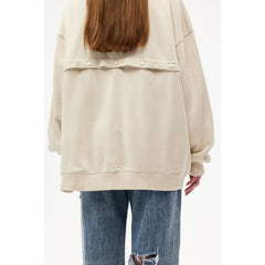 Leaky Back Pullover Sweatshirt White - ANN ANDELMAN