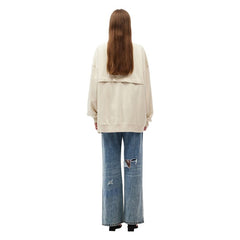 Leaky Back Pullover Sweatshirt White - ANN ANDELMAN