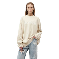 Leaky Back Pullover Sweatshirt White - ANN ANDELMAN