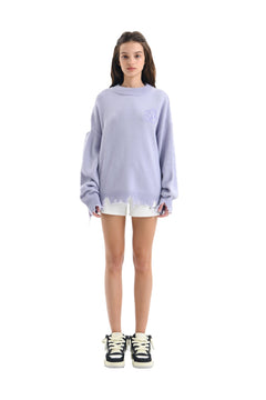 Light Purple Three-Dimensional Logo Sweater - ANN ANDELMAN