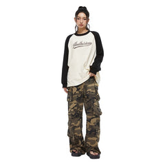 Multi-Pocket Wide-Leg Camouflage Pants - ANN ANDELMAN