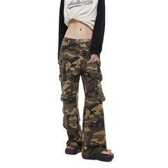 Multi-Pocket Wide-Leg Camouflage Pants - ANN ANDELMAN