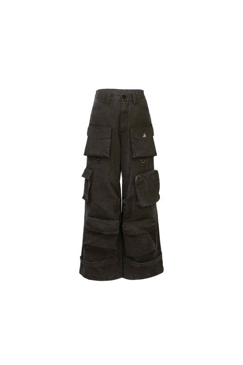 Multi-Pocket Wide-Leg Cargo Pants - ANN ANDELMAN