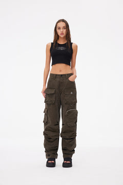 Multi-Pocket Wide-Leg Cargo Pants - ANN ANDELMAN