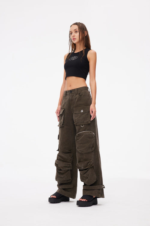 Multi-Pocket Wide-Leg Cargo Pants - ANN ANDELMAN