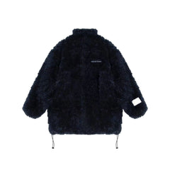 Navy Blue Oversized Fur Coat - ANN ANDELMAN